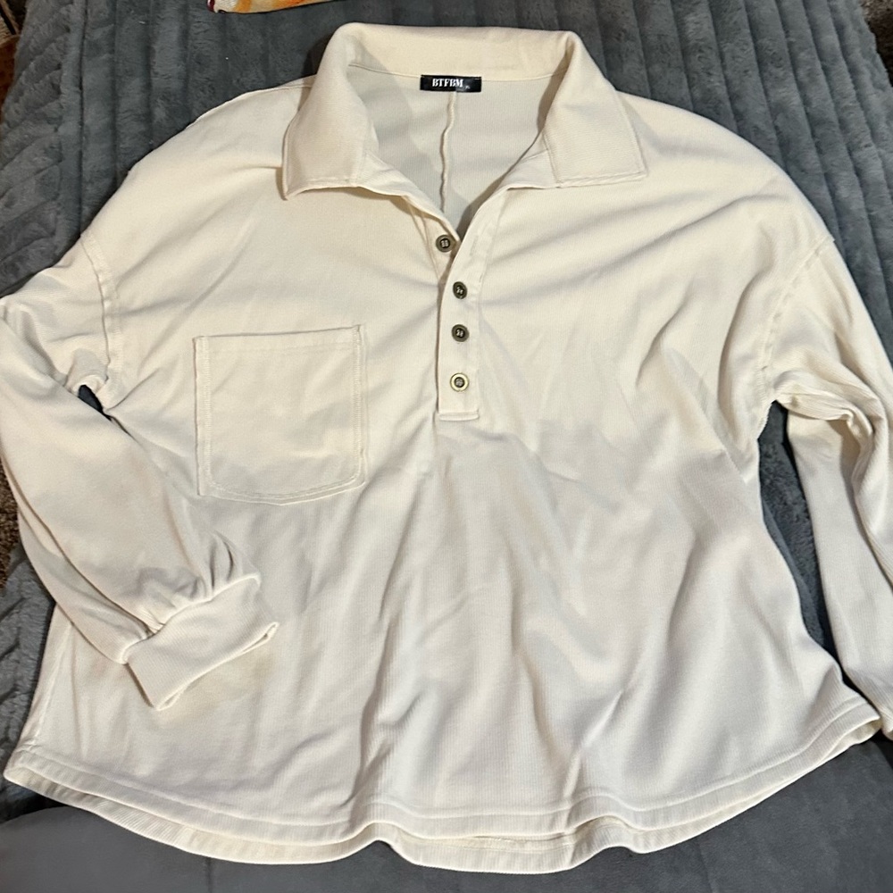 Cream Women’s Long Sleeve Polo Shirt